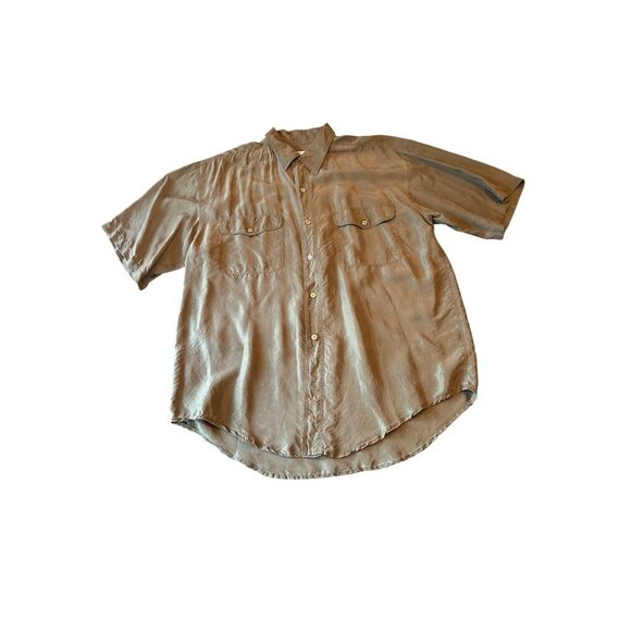Vintage 80s Far Yifa Clothing Co. Ltd 100% Silk Button-Up Short Sleeve Pockets - Picture 1 of 5